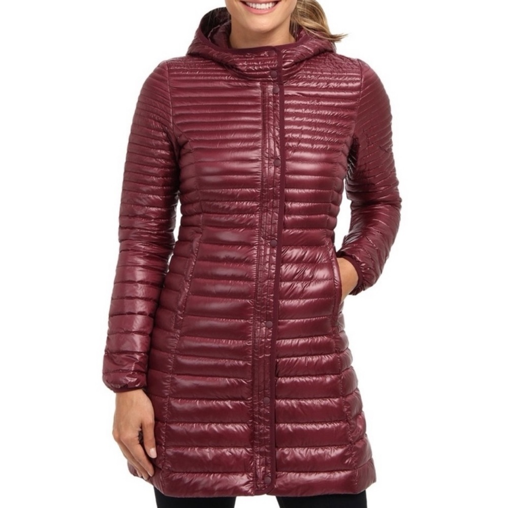 Patagonia Lightweight Fiona Parka Burgundy Puffer Coat With Hood Size XS